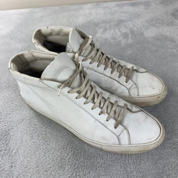 Common Projects Men's Size 13 US/46 EU Achilles Hi-Top White Leather Sneakers - Picture 4 of 13